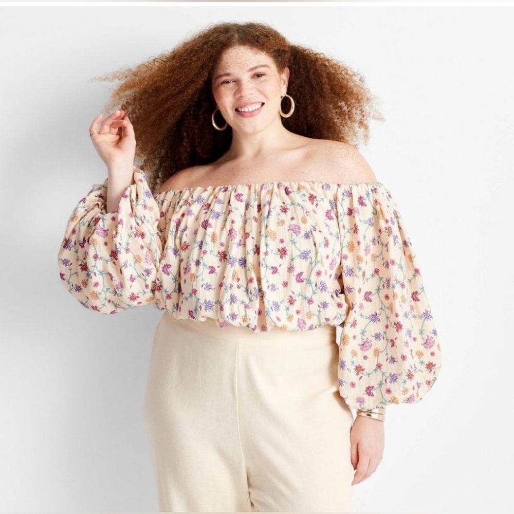 Future Collective with Jenny K. Lopez 2x balloon sleeve crop top